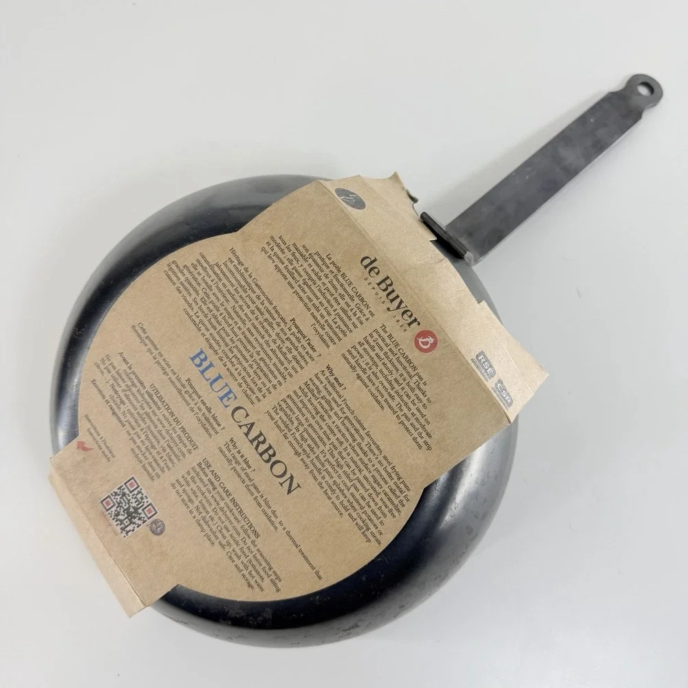 2 Piece Set - de Buyer Blue Carbon Steel Fry Pan 2mm Thick 9.5